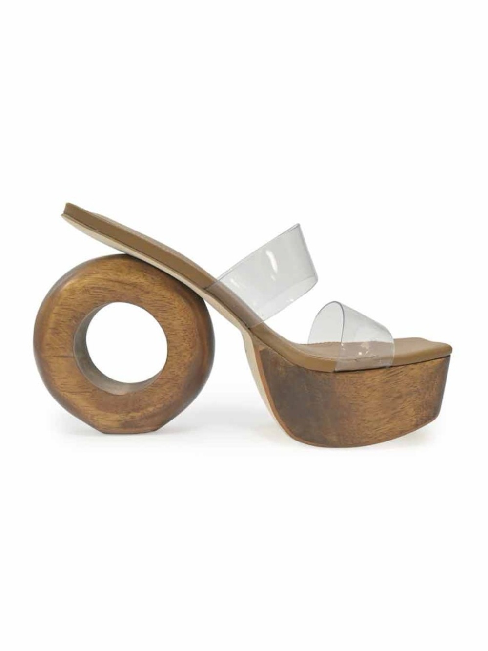 cult gaia Clear Double Strap Wooden Platform Sandals